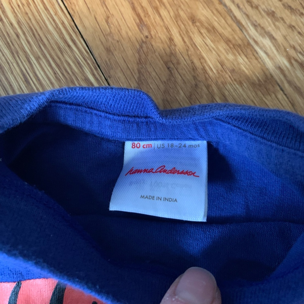 Hanna Andersson Blue Short Sleeve Tee Shirt with Tiger Size 18-24 Months - Picture 3 of 4